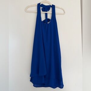 Lucy Love Royal Blue Bow Back Chiffon Dress Size Small